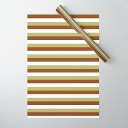 [ Thumbnail: Dark Khaki, Brown & White Colored Lines Pattern Wrapping Paper ]