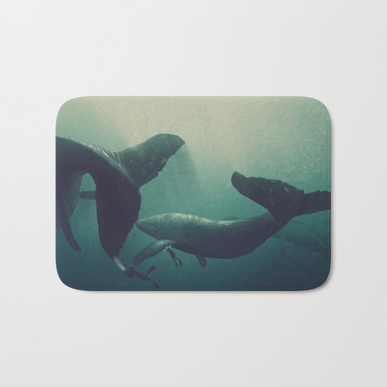 Swimming with whales Bath Mat