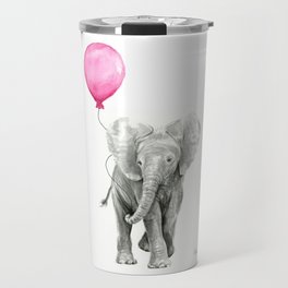 Baby Elephant with Pink Balloon Travel Mug