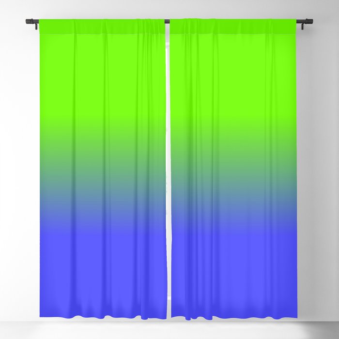 Neon Blue and Neon Green Ombré  Shade Color Fade Blackout Curtain