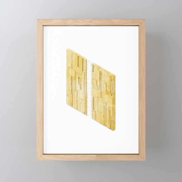 Isometric Vietnam Waterfall 2 - Yellow Framed Mini Art Print