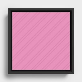Hot Pink Monochrome Diagonal lines pattern Framed Canvas