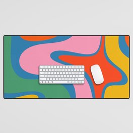 Copacetic Colourful Retro Abstract Pattern in Rainbow Pop Colours Desk Mat