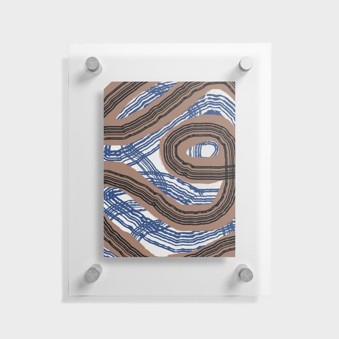 Blue and black thylacine stripe pattern Floating Acrylic Print