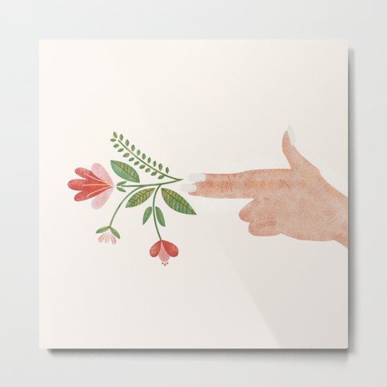 Floral Pistol Metal Print