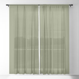 Dark Green-Brown Solid Color Pantone Calliste Green 18-0324 TCX Shades of Green Hues Sheer Curtain