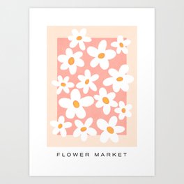 Daisies Flower market. Pink flower market Art Print
