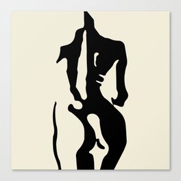 Naked Beauty From Behind in Gray and Black Canvas Print