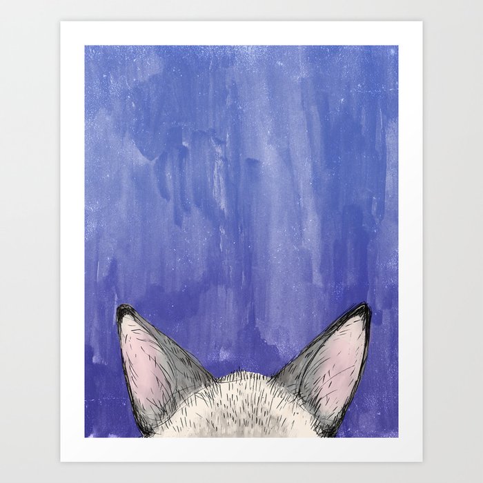 Siamese Kitty Ears Art Print