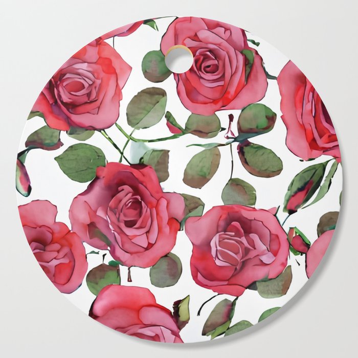 Watercolor Roses Cutting Board