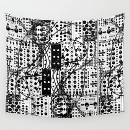 analog synthesizer system - modular black and white Wall Tapestry