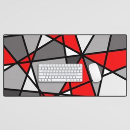 Triangels Geometric Lines red - grey - white Desk Mat