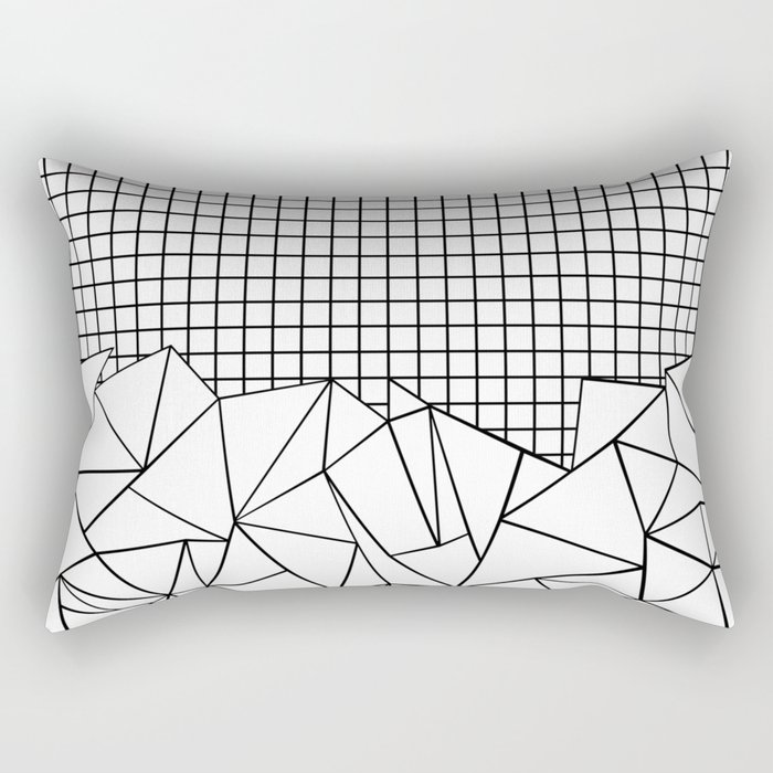 Abstract Grid #2 Black on White Rectangular Pillow
