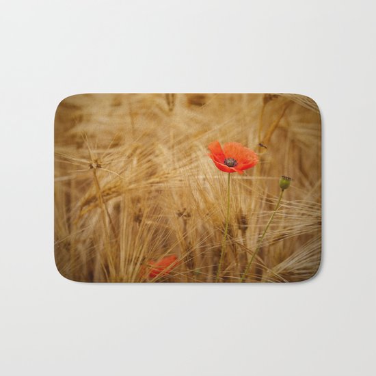 Beautiful poppy in a field - Poppies Summer Bath Mat