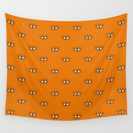 Orange modern eyes pattern Wall Tapestry