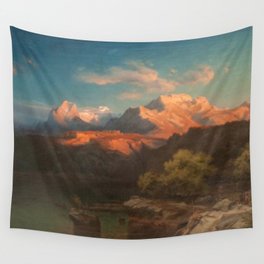 Landscape at dusk in Tyrol Wall Tapestry