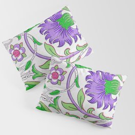 Modern William Morris Purple Green Floral Leaves Pattern  Pillow Sham