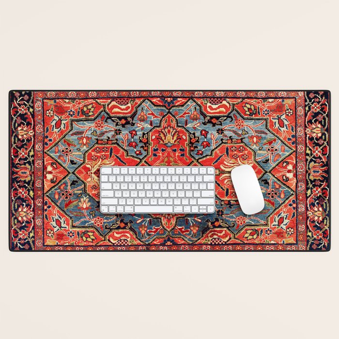 Kashan Poshti Central Persian Rug Print Desk Mat by Vicky Brago