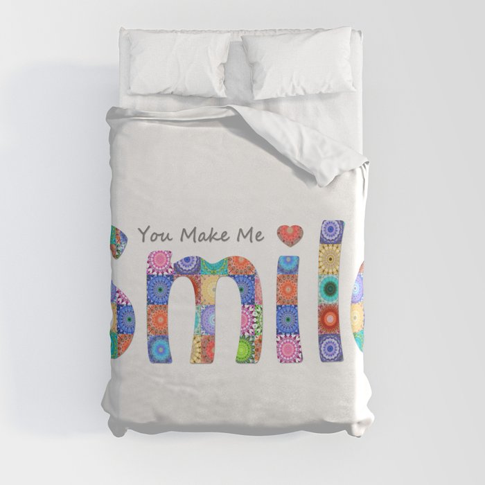 Colorful Happy Art - You Make Me Smile Duvet Cover