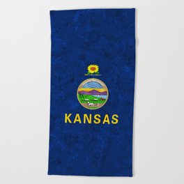 Flag of the American State of Kansas US flags Kansas Pride Banner Emblem Beach Towel
