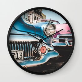 Classic Cars in Havana, Cuba. Wall Clock