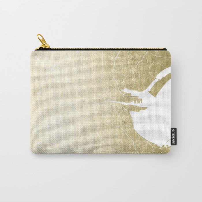 Dublin Street Map Gold and White Carry-All Pouch