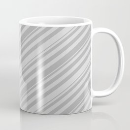 [ Thumbnail: Light Gray and Dark Gray Colored Lines Pattern Coffee Mug ]
