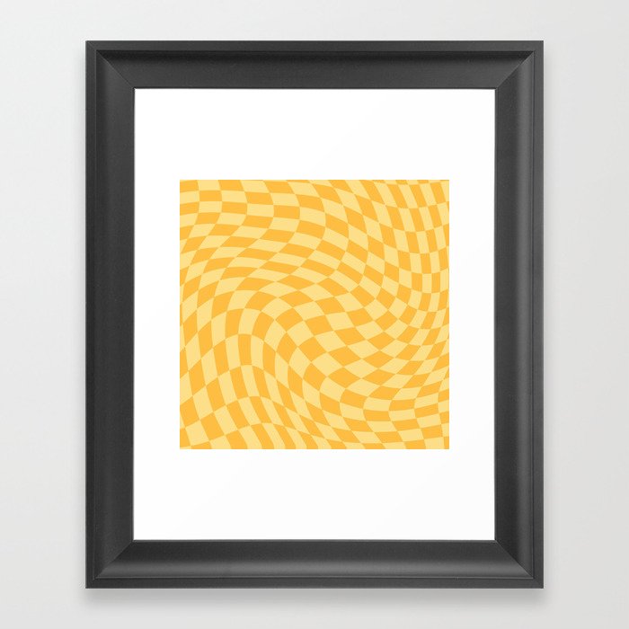Yellow swirl checker Framed Art Print