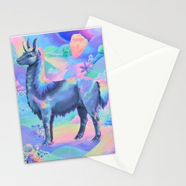 Silver Unicorn Llama Stationery Card