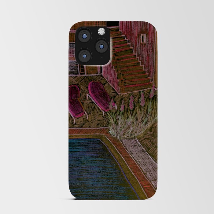 colored pencil drawing swimming pool in the desert iPhone Card Case