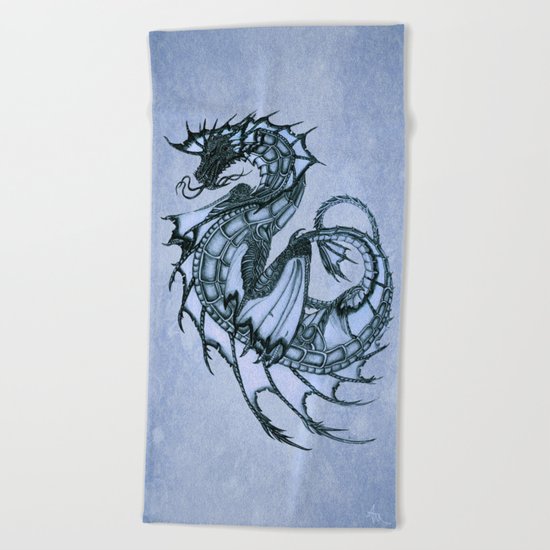 Tsunami Sea Dragon ~ Ice Blue Beach Towel