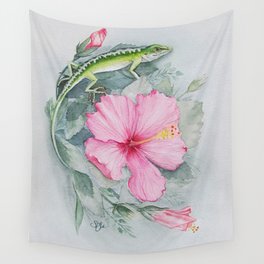 Carolina Anole & Hibiscus Wall Tapestry