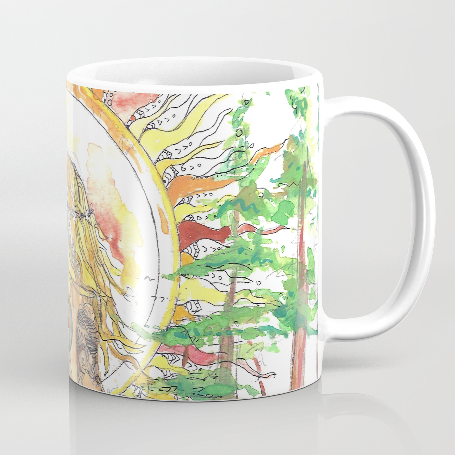 The Sun Tarot Card Bohemian Ocean Goddess Risa Painting Coffee Mug