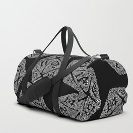 d20 - white on black - icosahedron doodle pattern Duffle Bag
