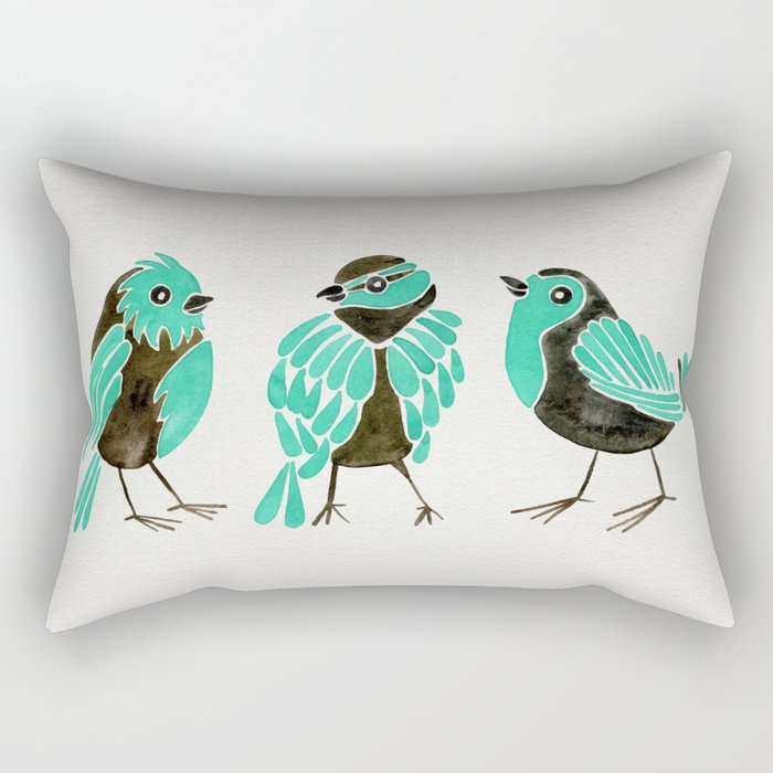 Turquoise Finches Rectangular Pillow
