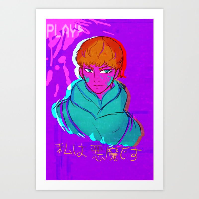 Wallpaper Ryo Devilman Crybaby Art Print By Retropastel Society6 Desktop Wallpaper