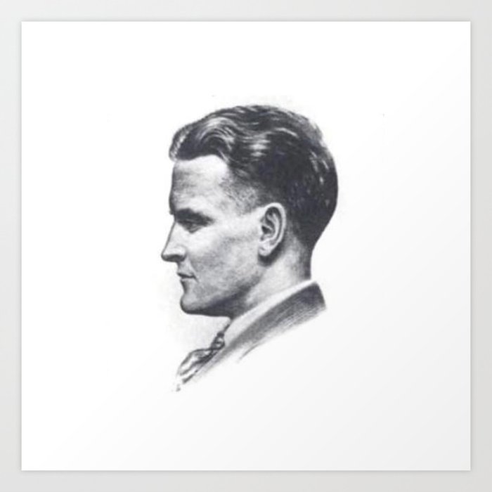 A portrait of F Scott Fitzgerald Art Print