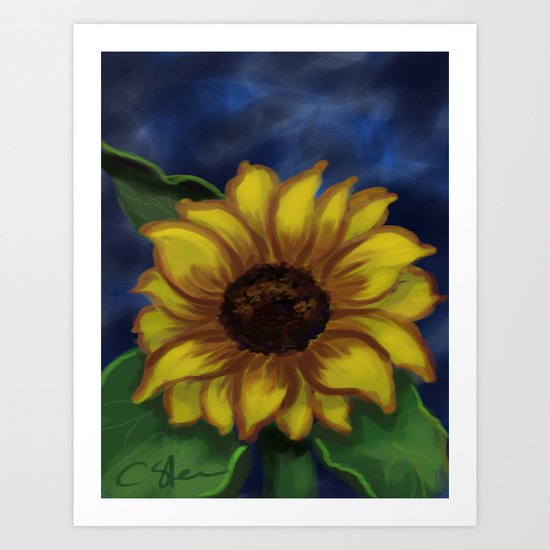 Dramatic Sunflower DP141118a Art Print