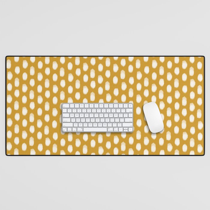 Dots . Mustard Desk Mat