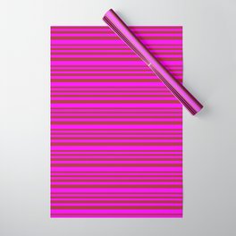 [ Thumbnail: Brown & Fuchsia Colored Striped/Lined Pattern Wrapping Paper ]