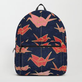 Red origami cranes on navy blue Backpack | Glitter, Japan, Drawing, Crane, Cranes, Blue, Peace, Origami, Goodluck, Cherryblossom 
