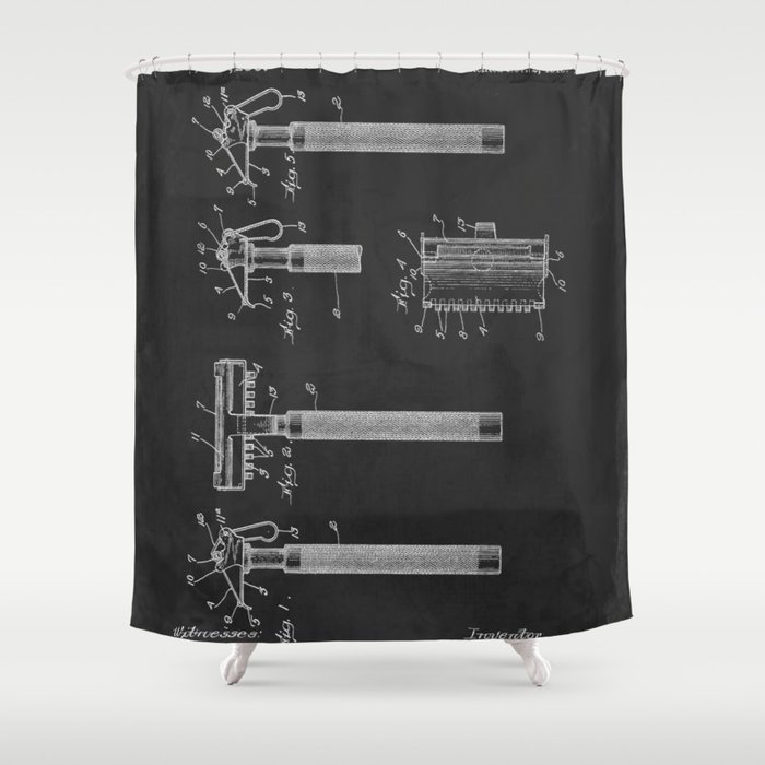 Gillette 1915 Safety Razor Patent  Shower Curtain