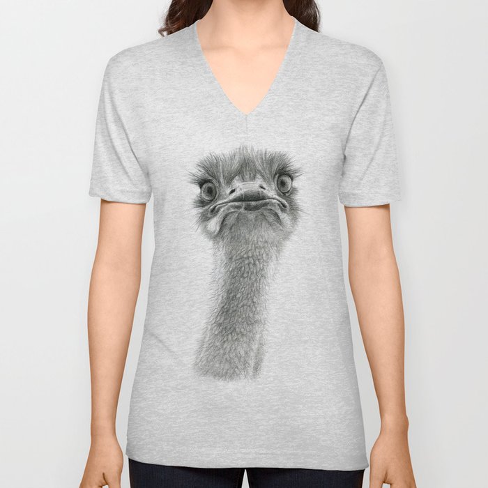 Cute Ostrich SK053 V Neck T Shirt