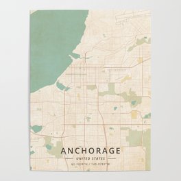 Anchorage, United States - Vintage Map Poster