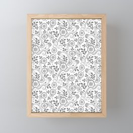 Grey Eastern Floral Pattern  Framed Mini Art Print