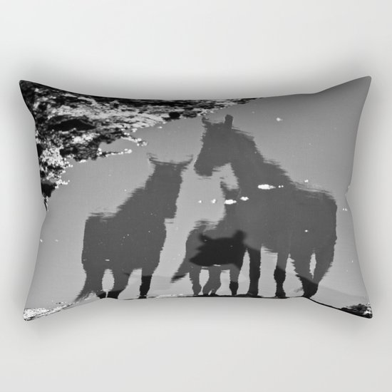 the reflection of horses Rectangular Pillow