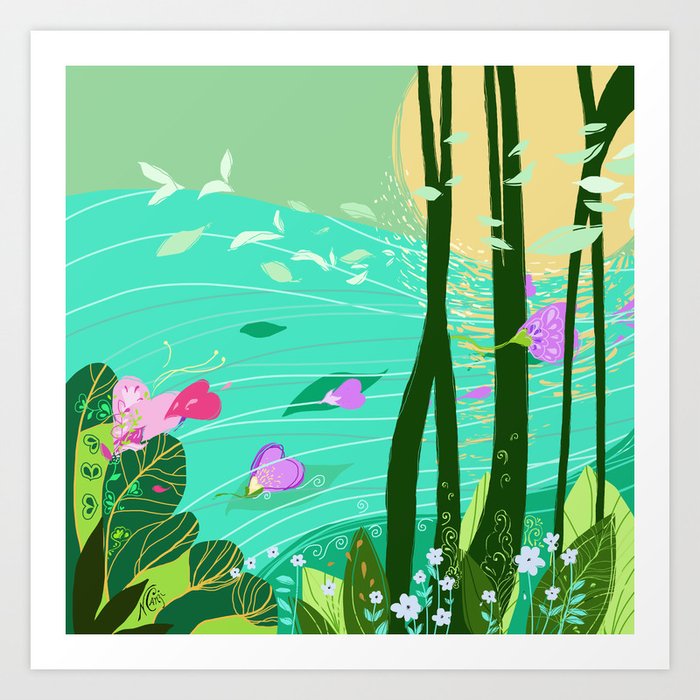 Río con flores. Nerina Canzi Art Print