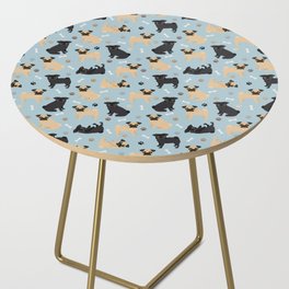 Pug Dogs Pattern Blue Side Table