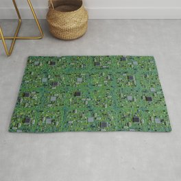 Computer Circuit Board Technology Gamer Data IT Pattern Area & Throw Rug