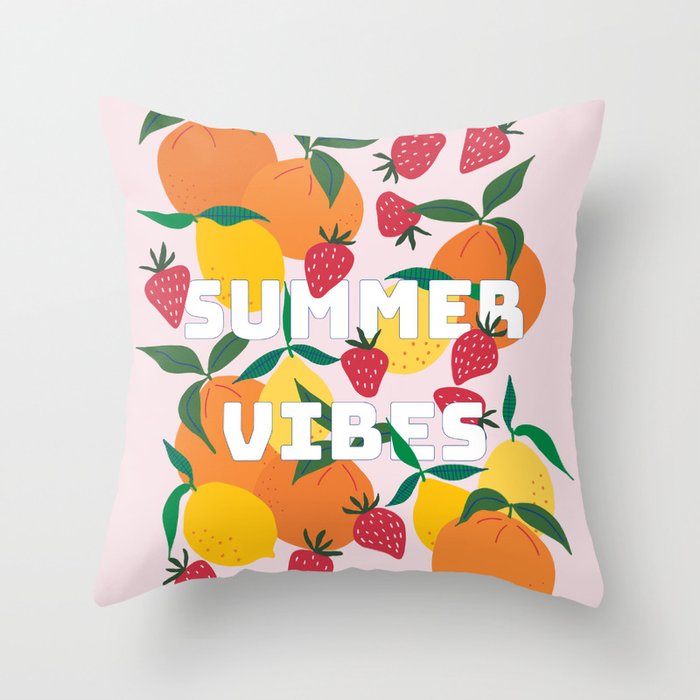 Citrus and friends summer vibes Throw Pillow